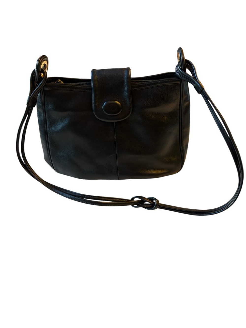 Vintage Oscar de la Renta Black Leather Shoulder Bag in Pristine Condition